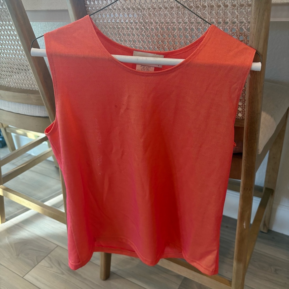 Vintage Jaipur sleeveless tank top-bright coral. Size large.